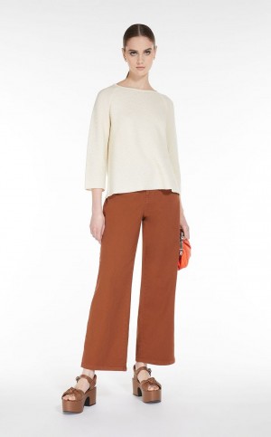 Prendas De Punto Max Mara Round-neck Algodon Top Blancos | MMR593470