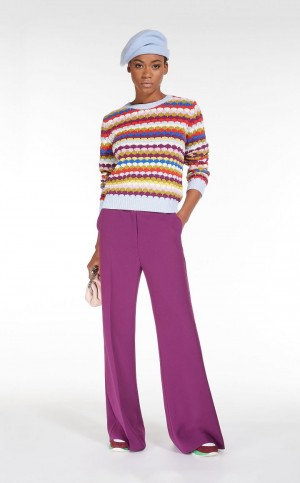 Prendas De Punto Max Mara Round-neck Top In A Rayas Algodon Multicolor | MMR593445