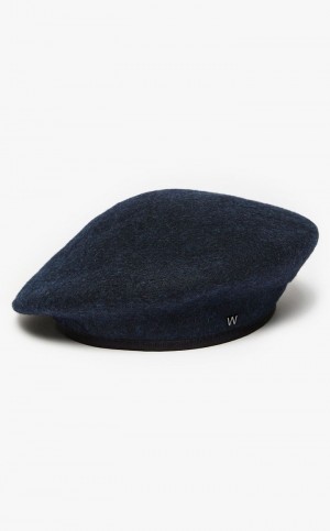 Sombreros Max Mara Lana Felt Beret Azul Marino | MMR594321