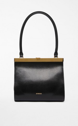 Sportmax Bag Max Mara Medium Cuero Lizzie Negros | MMR594182