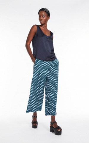 Tops Max Mara Directo-cut In Satin And Jersey Azul Marino | MMR593656