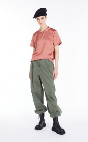 Tops Max Mara Satin And Jersey Rosas | MMR593651