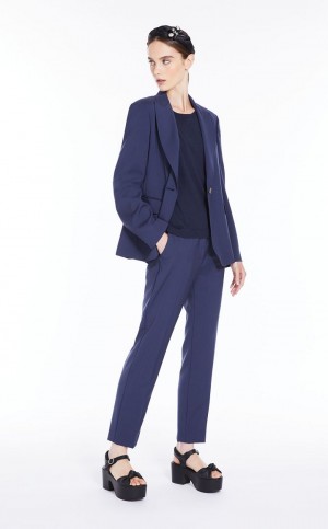 Traje Max Mara Lana Cigarette-cut Azul Marino | MMR593539