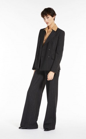 Traje Max Mara Pinstriped Jersey Grises Oscuro | MMR593511