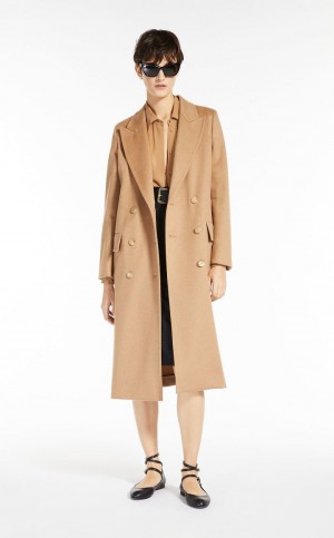 Trench Max Mara Double-breasted Camel Beige | MMR593945