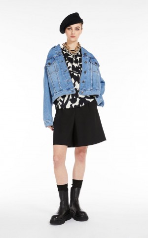 T-shirt Max Mara Embroidered Jersey Negros | MMR593637