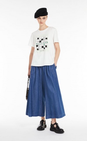 T-shirt Max Mara Printed Jersey Blancos | MMR593636