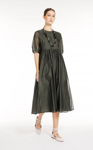 Vestido Max Mara Algodon And Silk Organza Grises Oscuro Verdes | MMR593413