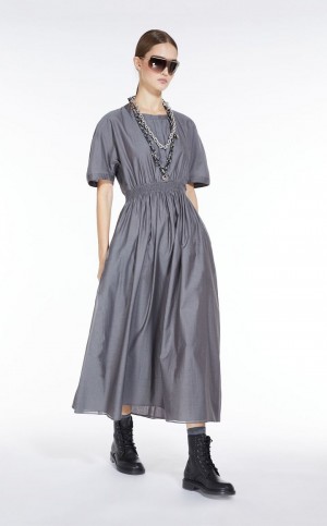 Vestido Max Mara Algodon And Silk Voile Grises | MMR593401