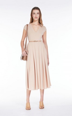 Vestido Max Mara Cady Belted Beige | MMR593342