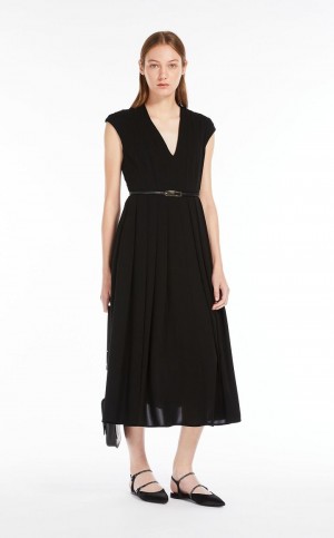 Vestido Max Mara Cady Belted Negros | MMR593349