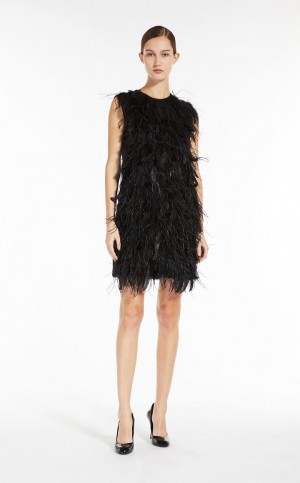 Vestido Max Mara Corta With Feathers Negros | MMR593339