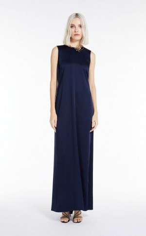 Vestido Max Mara Crepe Envers Satin Azul Marino | MMR593322