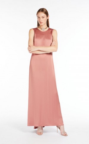 Vestido Max Mara Crepe Envers Satin Rosas | MMR593337