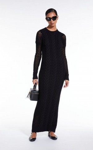 Vestido Max Mara De Punto With Openwork Sleeves Negros | MMR593362