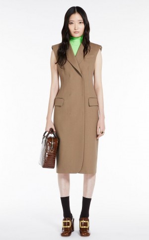 Vestido Max Mara Double-breasted Sin Manga Beige | MMR593359