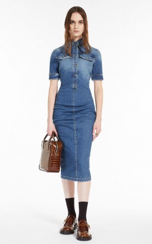 Vestido Max Mara Fitted Super Stretch Denim Azul Marino | MMR593386