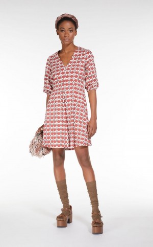 Vestido Max Mara Flared In Printed Jersey Rojos | MMR593380