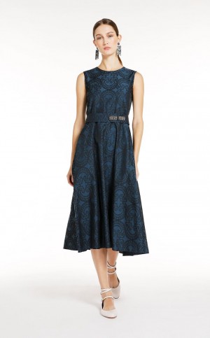 Vestido Max Mara Jacquard Azul Marino | MMR593285