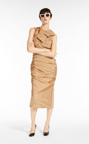 Vestido Max Mara Jersey Sheath With Bow Marrom | MMR593385
