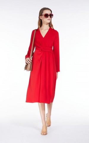 Vestido Max Mara Long Draped Cady Rojos | MMR593384