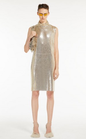 Vestido Max Mara Metallic-knit With Cut-out Detail Rosas | MMR593284