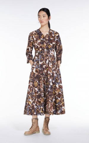 Vestido Max Mara Printed Poplin Amarillos | MMR593329