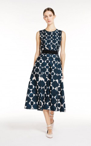 Vestido Max Mara Printed Poplin Azul Marino | MMR593408