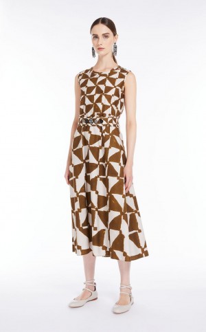 Vestido Max Mara Printed Poplin Azules | MMR593387