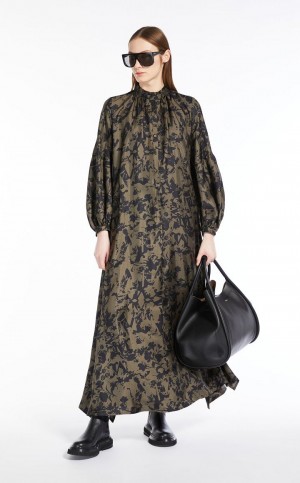 Vestido Max Mara Printed Silk Twill Azules | MMR593323