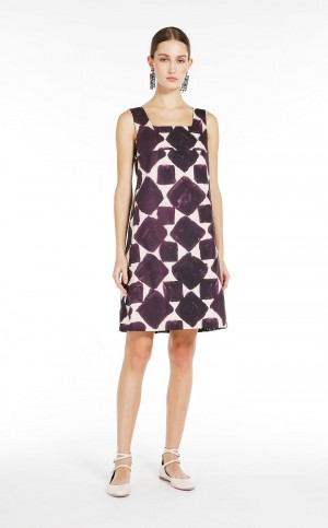 Vestido Max Mara Reversible Printed Poplin Morados Oscuro | MMR593375