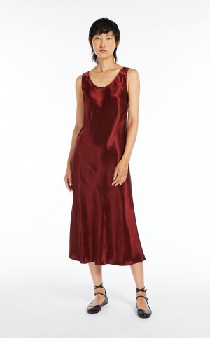 Vestido Max Mara Satin Rojos Oscuro | MMR593316