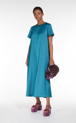 Vestido Max Mara Satin T-shirt Azules | MMR593372