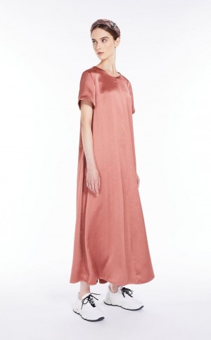 Vestido Max Mara Satin T-shirt Rosas | MMR593317