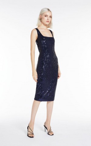 Vestido Max Mara Sequinned Sheath Azul Marino | MMR593327
