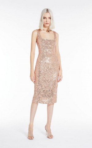 Vestido Max Mara Sequinned Sheath Rosas Claro | MMR593332