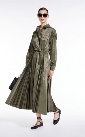 Vestido Max Mara Silk-blend Shirt Verde Oliva Verdes | MMR593320