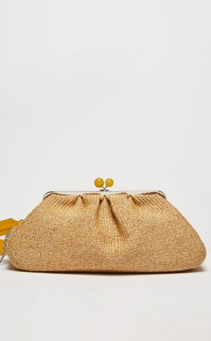 Weekend Bag Max Mara Large Pasticcinoin Raffia Beige | MMR594146