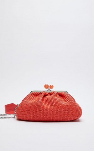 Weekend Bag Max Mara Medium Pasticcinoin Raffia Rojos | MMR594143
