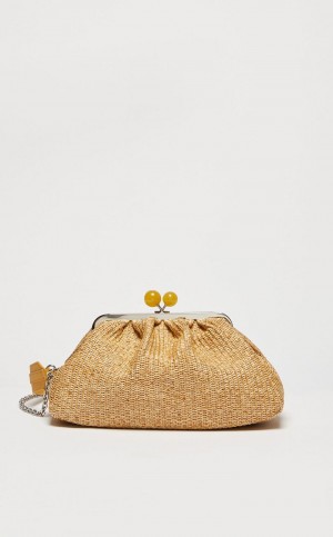 Weekend Bag Max Mara Medium Pasticcinoin Raffia Beige | MMR594167