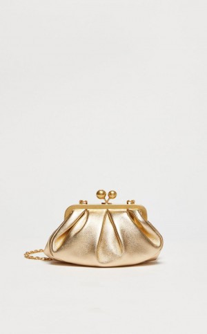 Weekend Bag Max Mara Small Pasticcinoin Laminated Nappa Cuero Dorados | MMR594138